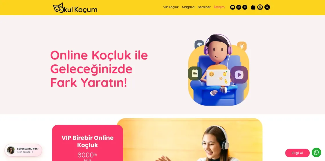 The Okul Koçum website home page