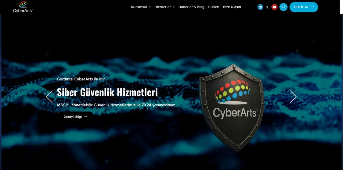 The CyberArts corporate site, home page