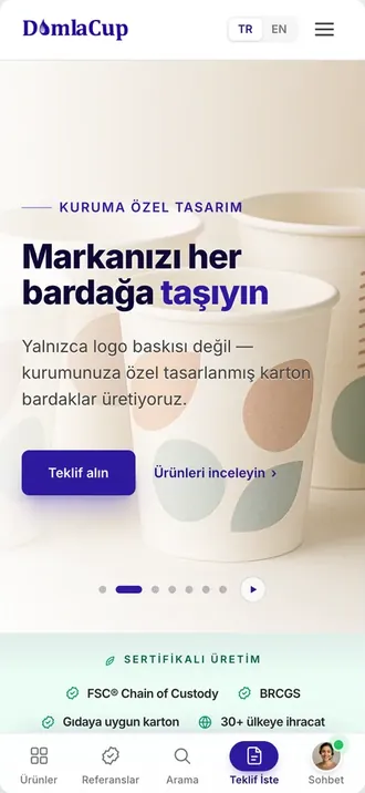 The new Damla Cup website home page, mobile view