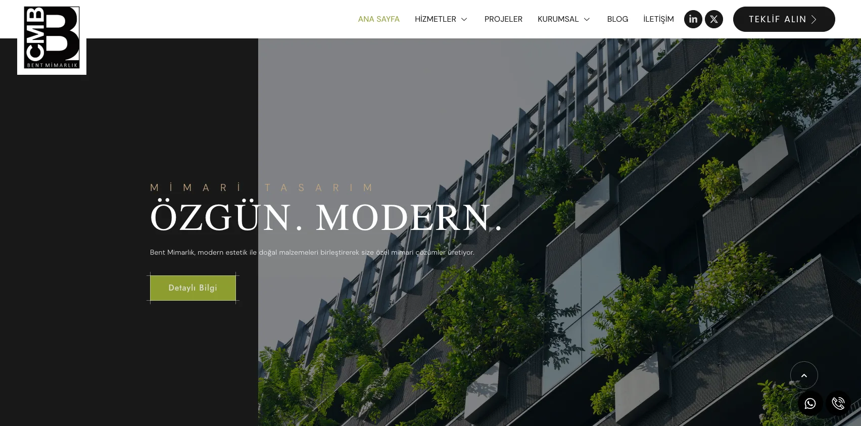 Bent CMB Mimarlık website — screenshot