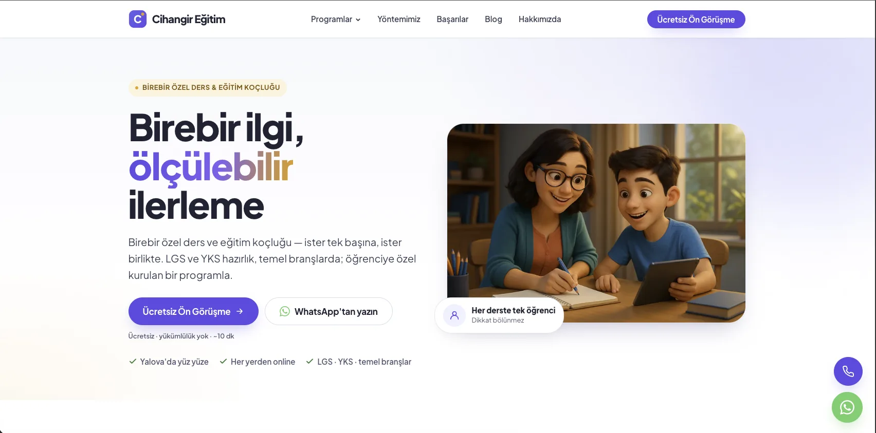 Cihangir Eğitim web sitesi — ekran görüntüsü