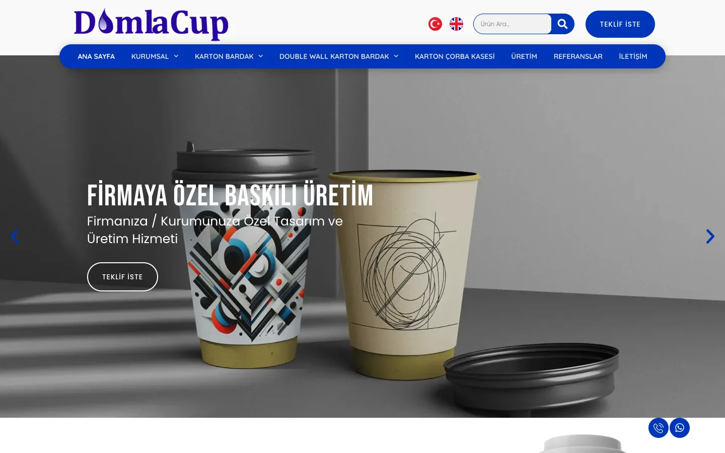 Home page of Damla Cup's previous WordPress site, first screen