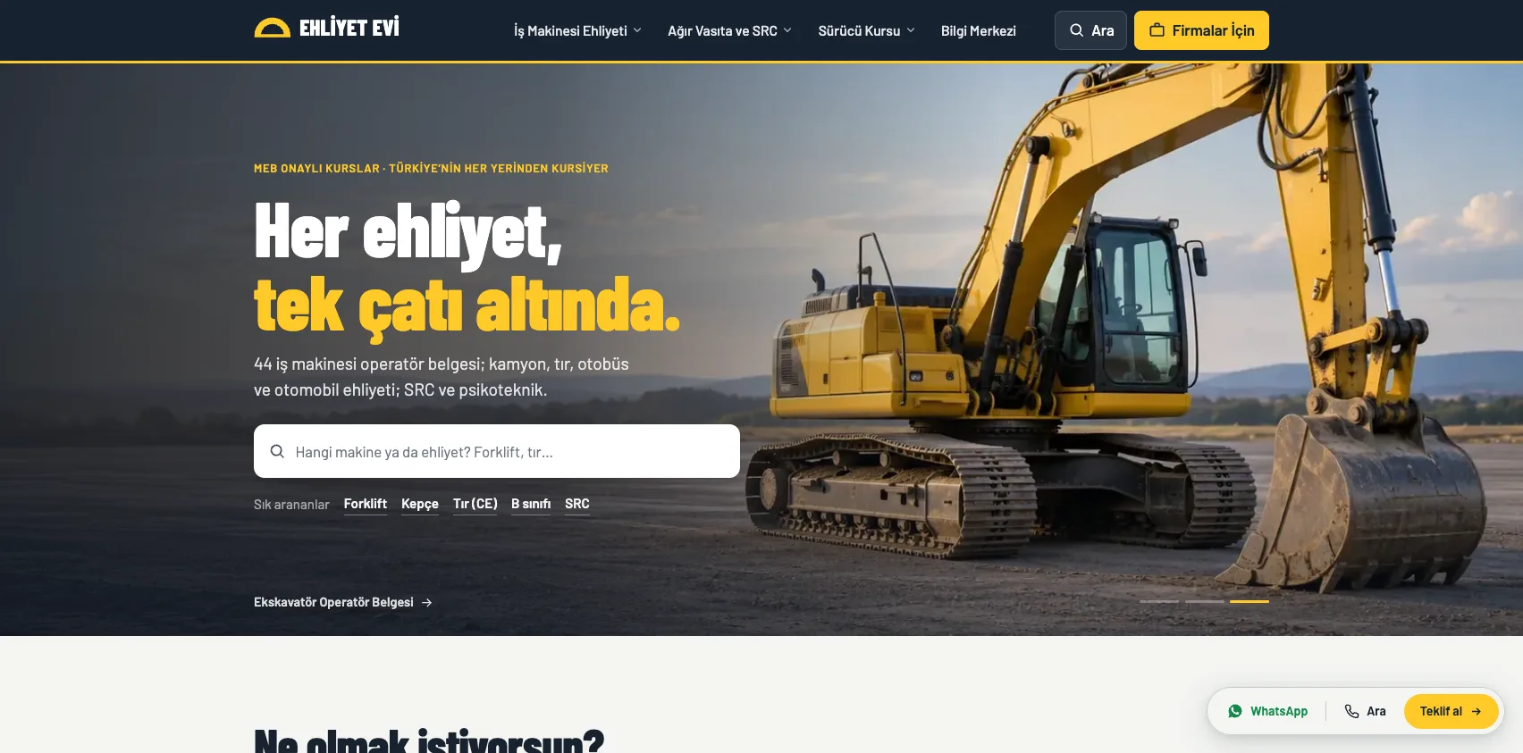 Ehliyet Evi web sitesi — ekran görüntüsü