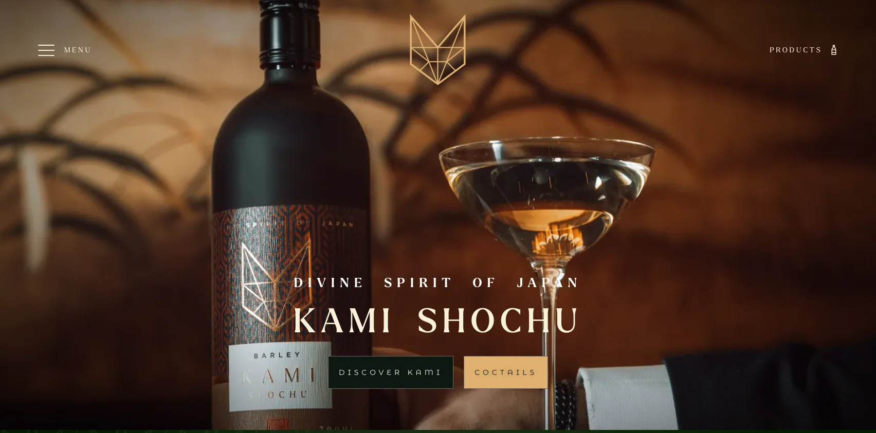 Kami Shochu website — screenshot