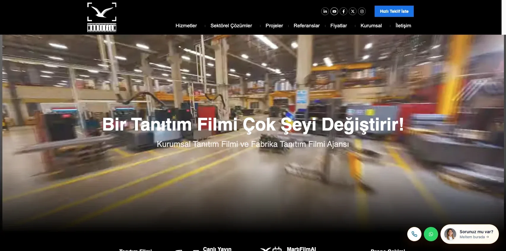 Home page of Martı Film's previous WordPress site, first screen