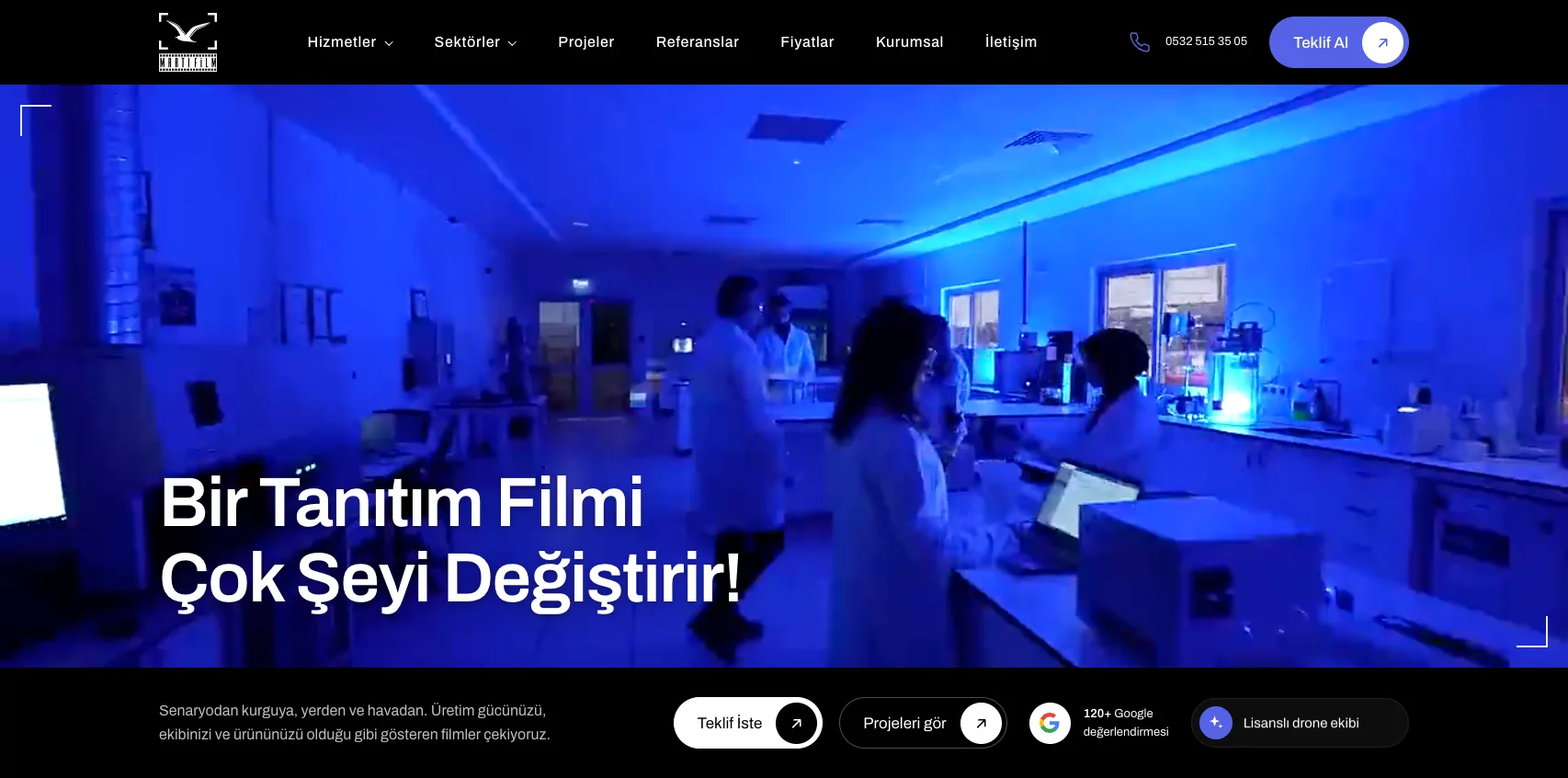 Home page of Martı Film's new website on Mars CMS, first screen