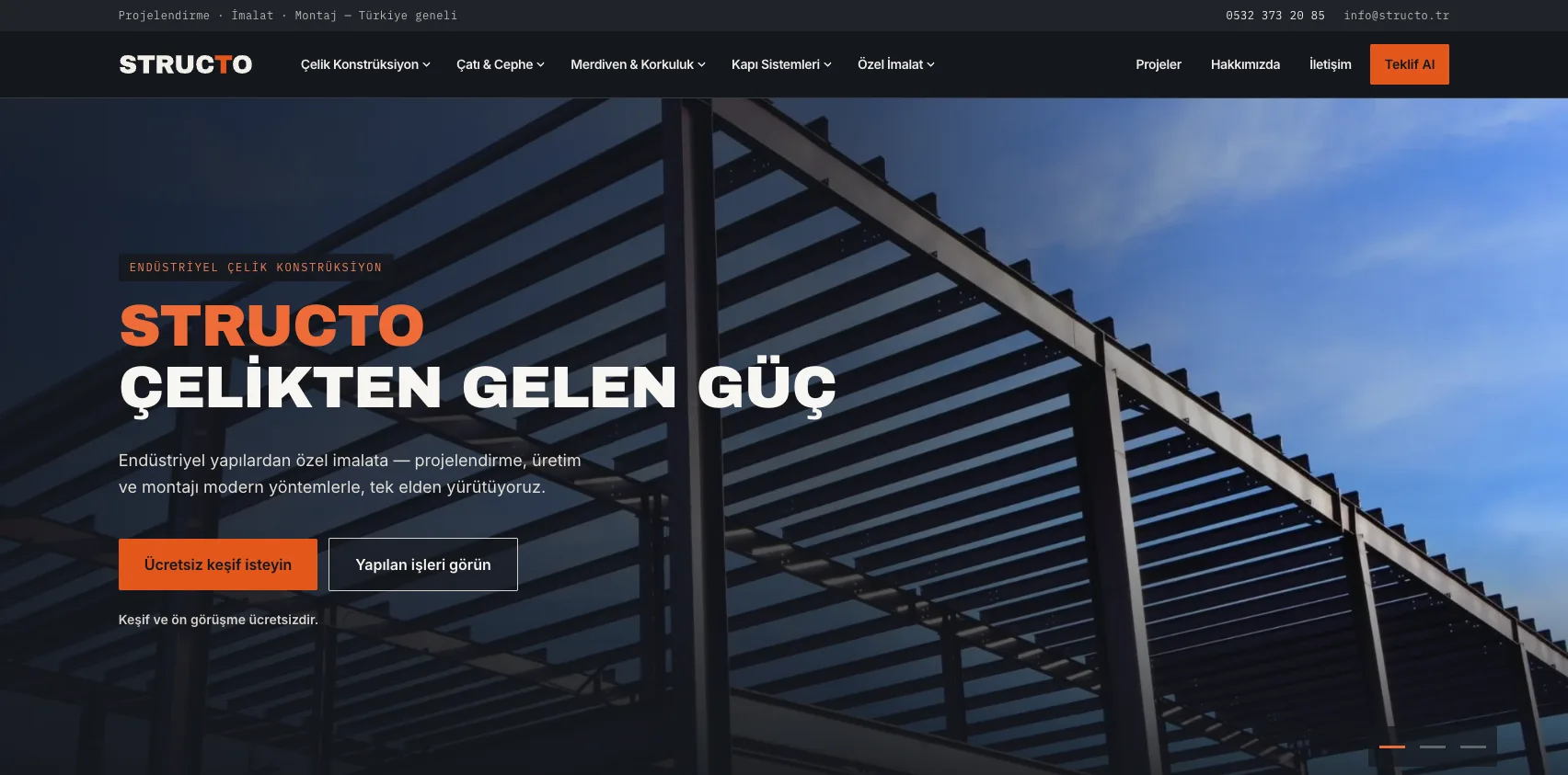 Structo web sitesi — ekran görüntüsü